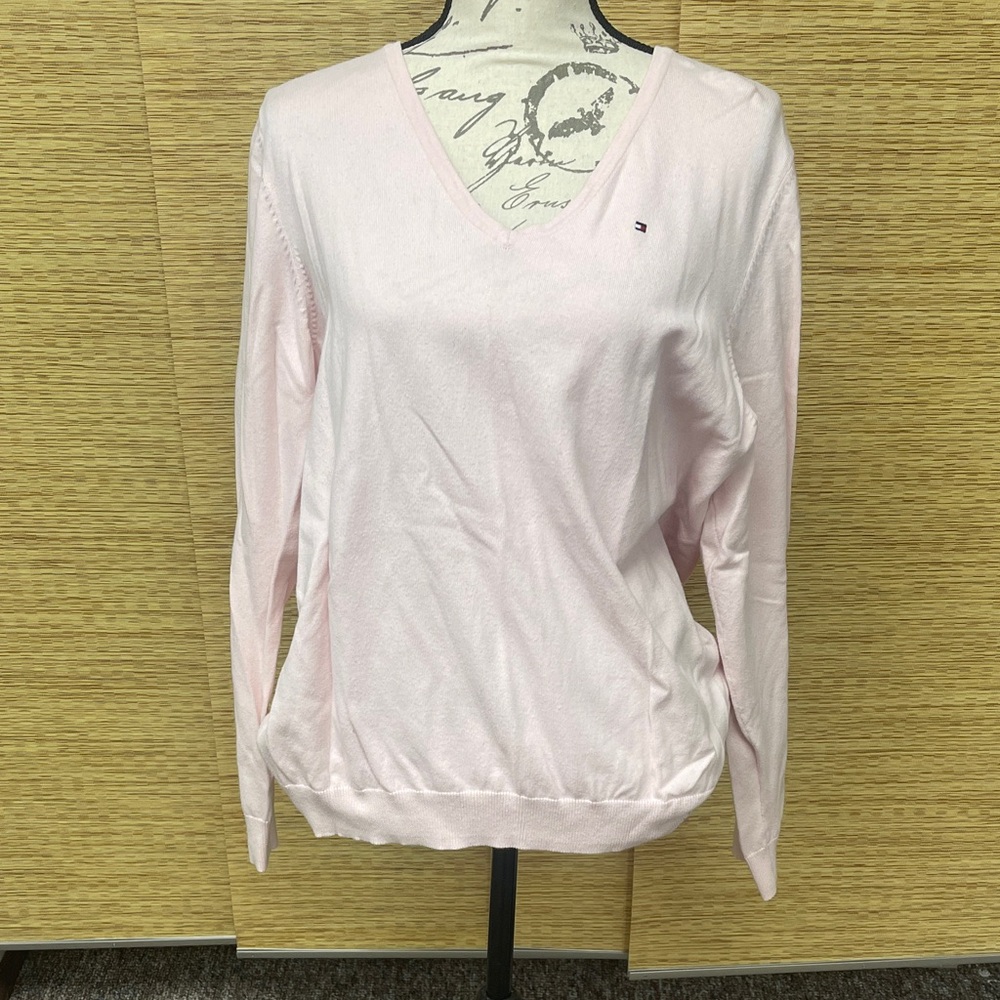 Tommy Hilfiger Pale Pink V-Neck Pullover Sweater